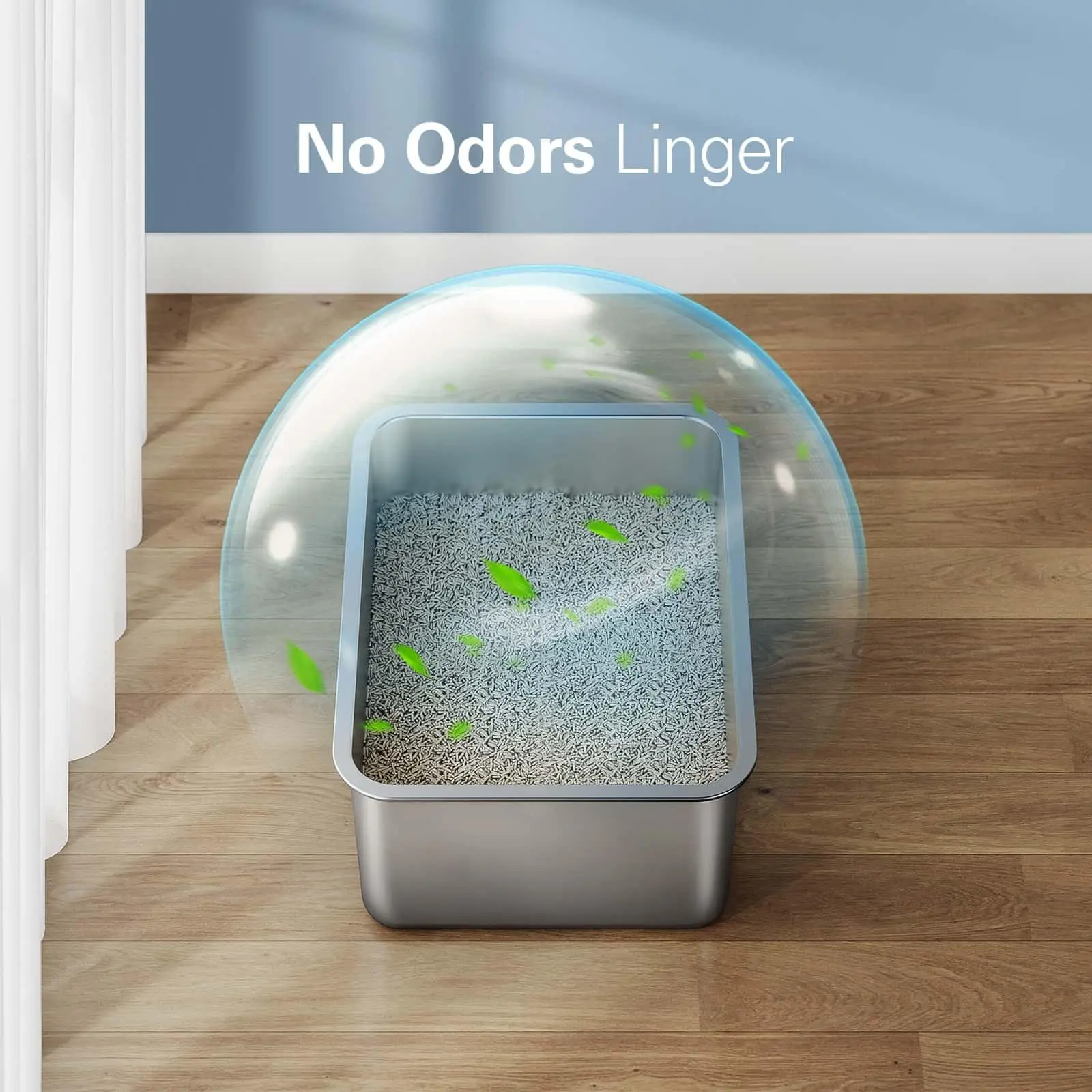 ZMaker Extra Large Stainless Steel Open Cat Litter Box with High Sides Metal Litter Pan for Cat