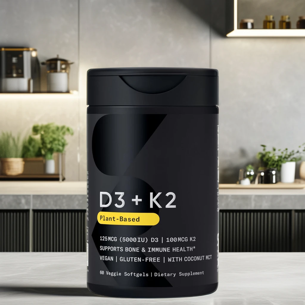 OEM Private Label Vegan Immune Support Supplements Organic 10000iu Vitamin D3 K2 Capsules Adults Teenagers Bone Teeth Supplement