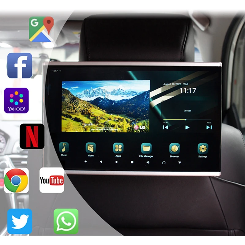 WIFI 13.3 inch display 2+32G car headrest screen Android 11 entertainment monitor for Land Cruiser