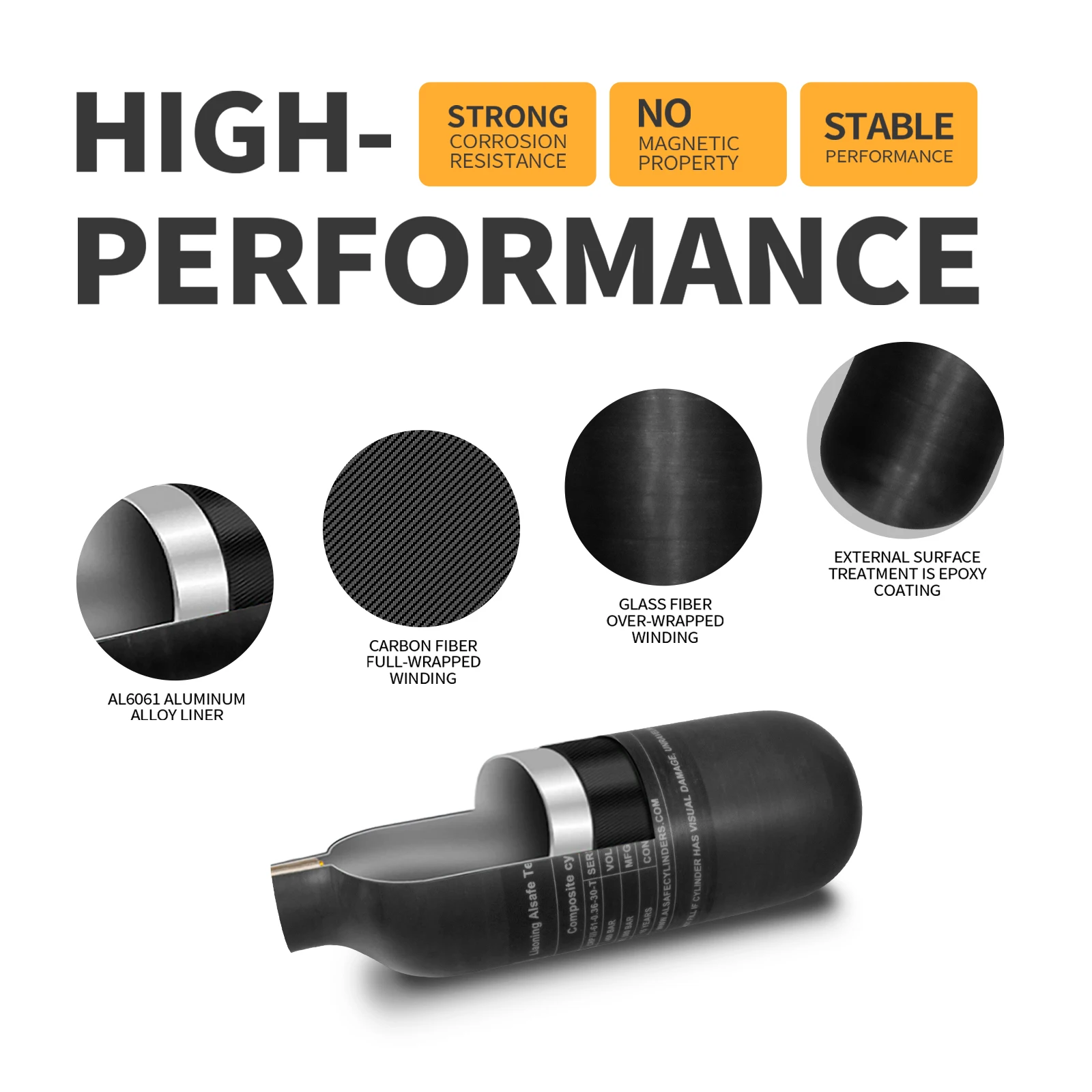 TUXING New Model Matte High Quality 0.36L 300bar 4500psi Mini Outdoor Sport Paintball Game Gas Compressor Carbon Fiber Air Tank