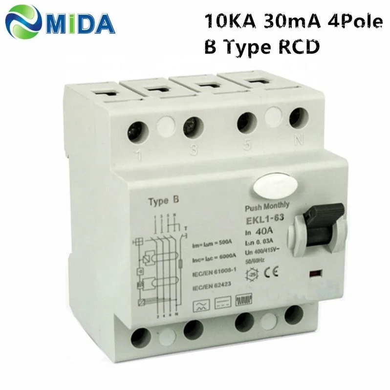 2P 40A 63A 30mA B Тип RCCB УЗО Тип b