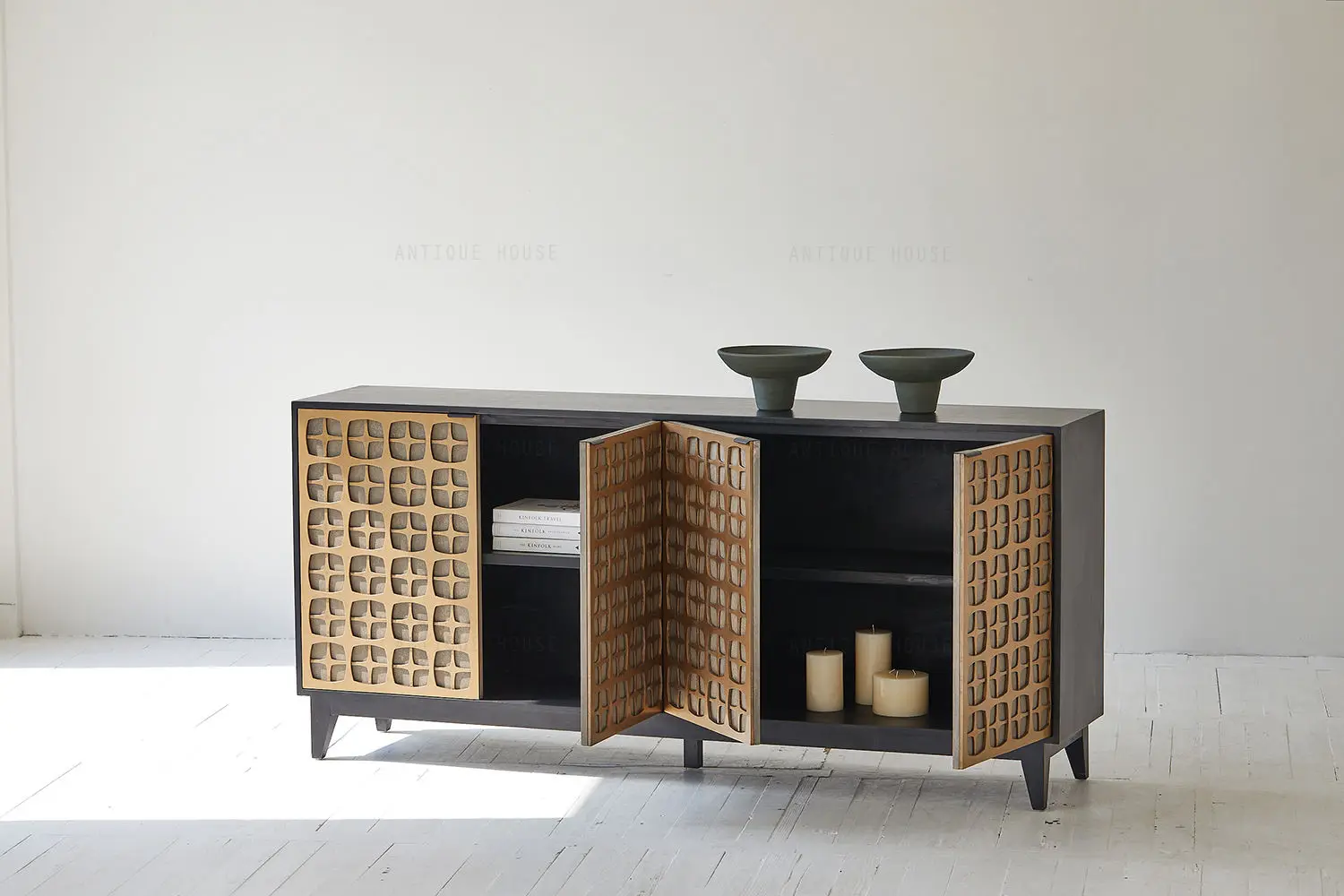 French Country Farmhouse Style Solid Wood Kitchen Cabinets Japanese Design MDF Sideboard Home Living Room Hotels Hallways Steel