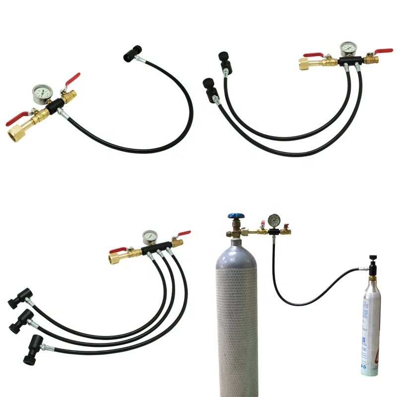 Dual Valve Paintball Co2 Soda Cylinder Connect Big Co2 Tank Refill Station Filling Gas High Pressure Tube Hose