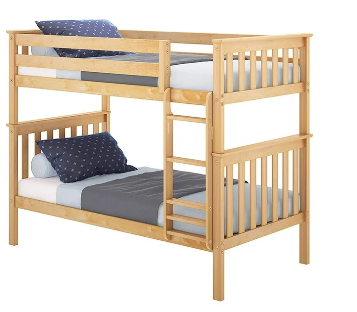 Child Twins Bunk Bed Frame Kids Original Solid Wood Bunk Beds with Stairs