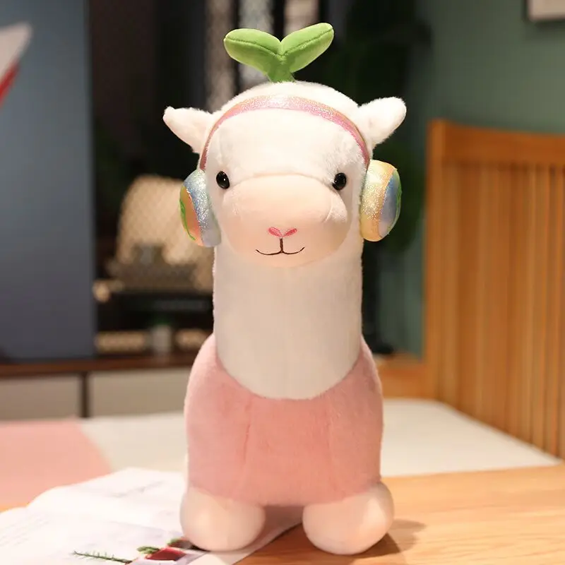Cute plush  ear microphone alpaca toy creative stuffed Little Sheep Doll Girl Pillow Birthday Gift baby sleep doll Wholesale