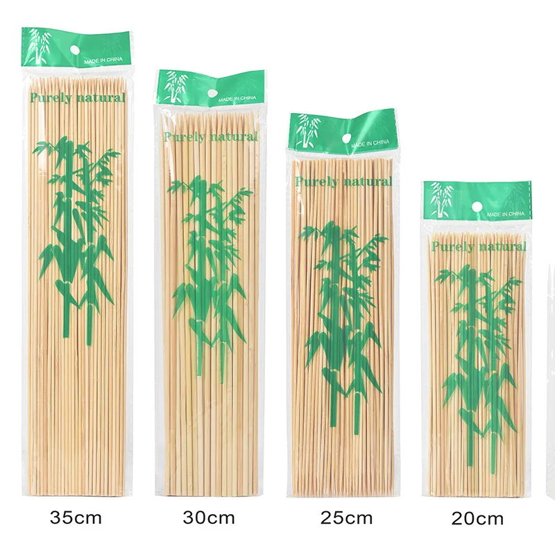 Eco-friendly Disposable Natural Round/Pointed Fruit BBQ Bamboo Skewers