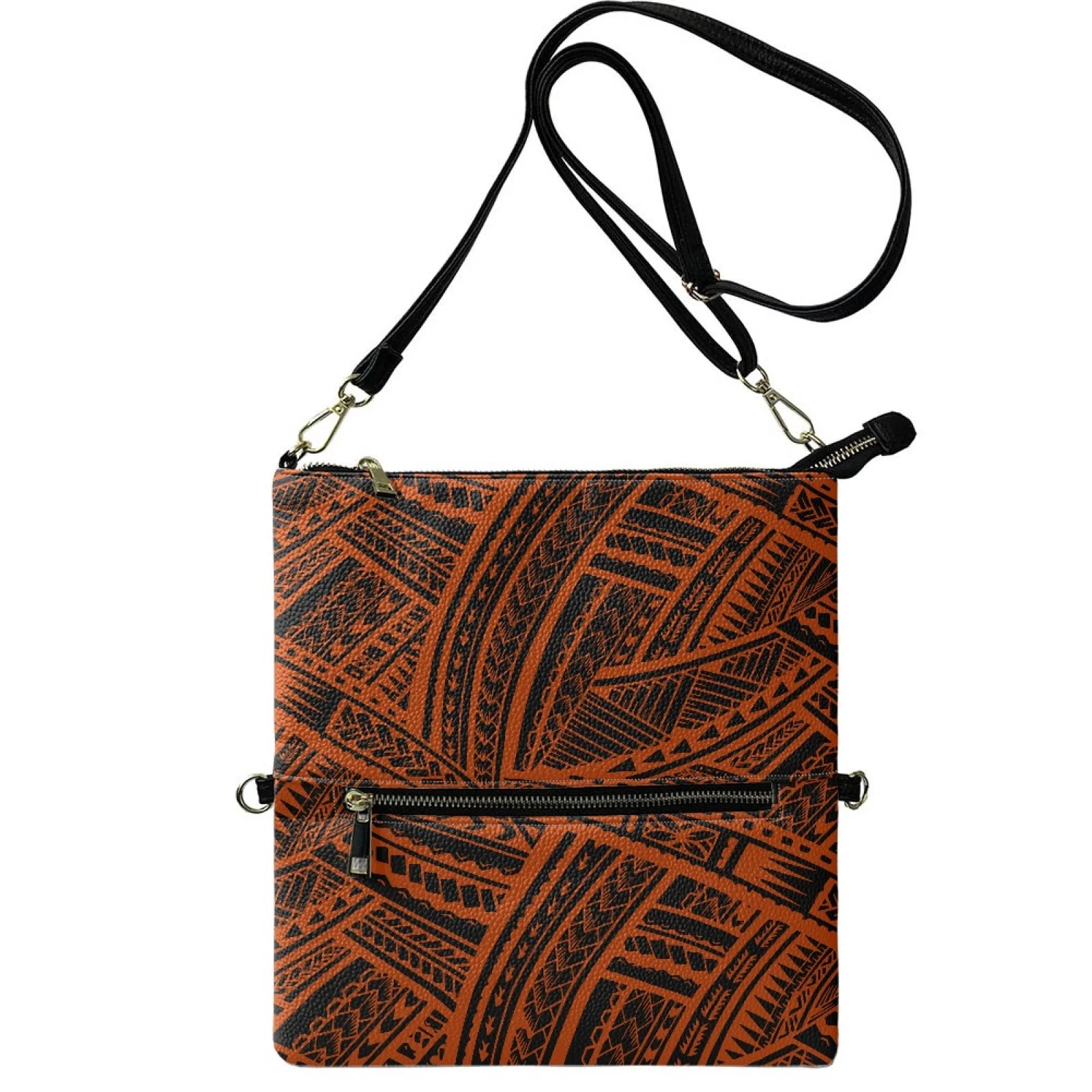 Leather Messenger Shoulder Crossbody Women Bag Samoa Tattoo Design Handbags For Women Luxury Polynesian Custom Ladies Bag