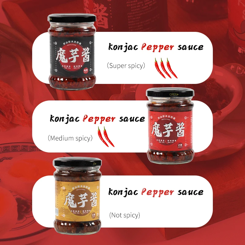Convenient And Great Taste 200 Gram Spicy Chilli Konjac Sauce For Rice Noodles Salad Burgers