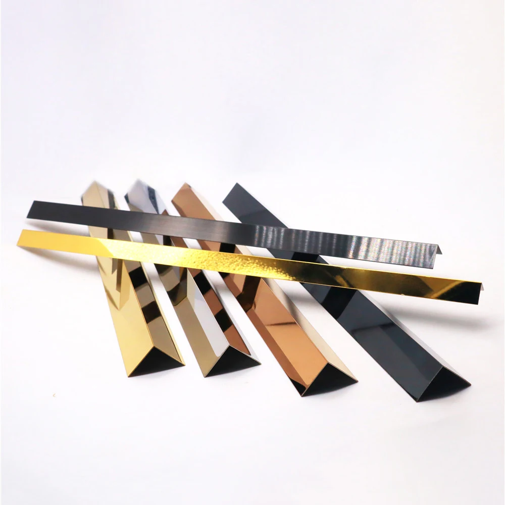 High End New Arrive L Shape Brass Decorative Tile Trim Metal Strip Hairline Finish Stainless Steel Tile Accessories