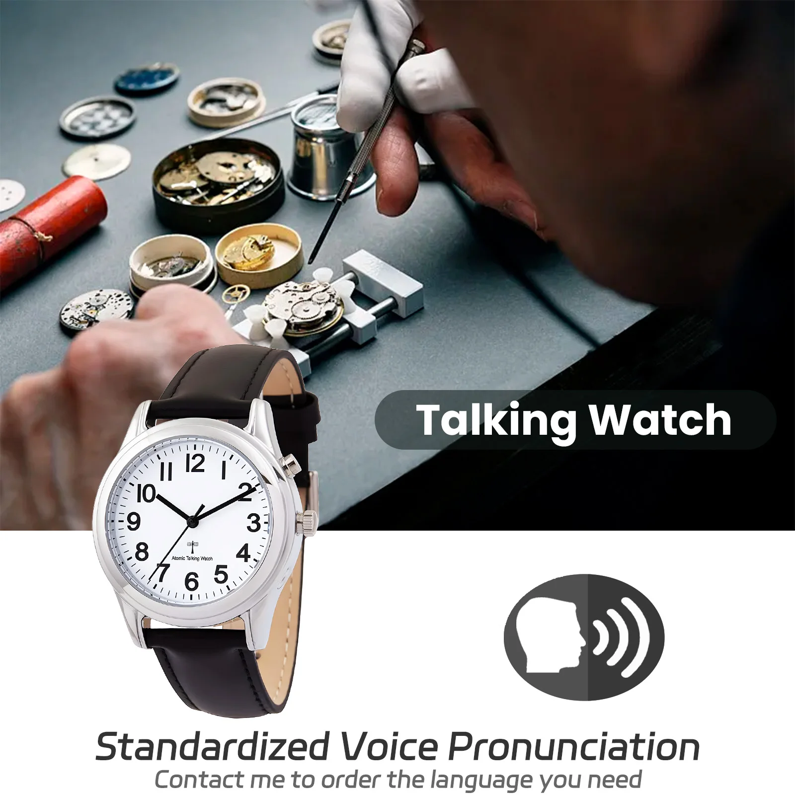 Hot selling Radio controlled Talking Watch with 2 button for Visually impaired, Elderly or Blind