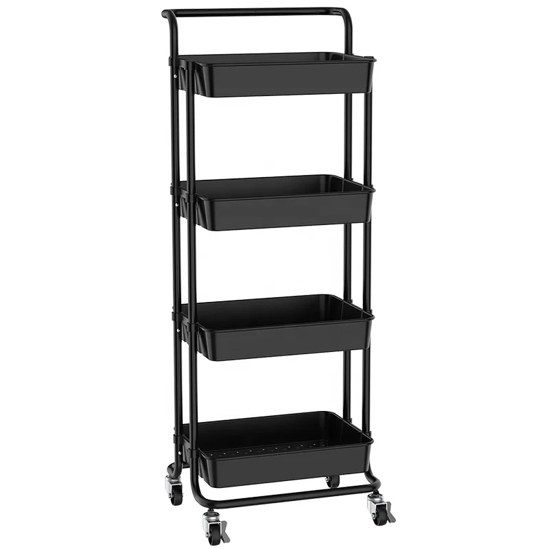 Pretty Design Four Basket Utility Trolley Cart 4 Layer Cart Serving Trolley Beauty Salon Household Trolley