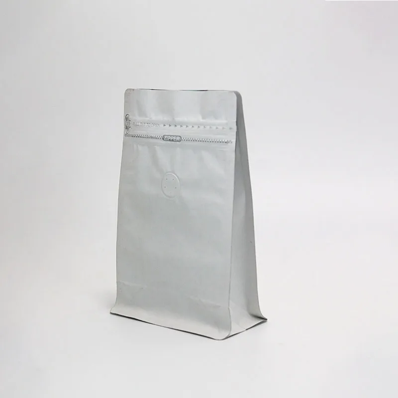 Hot Sale flat box block bottom side gusseted 1kg coffee bags with valve and zipper