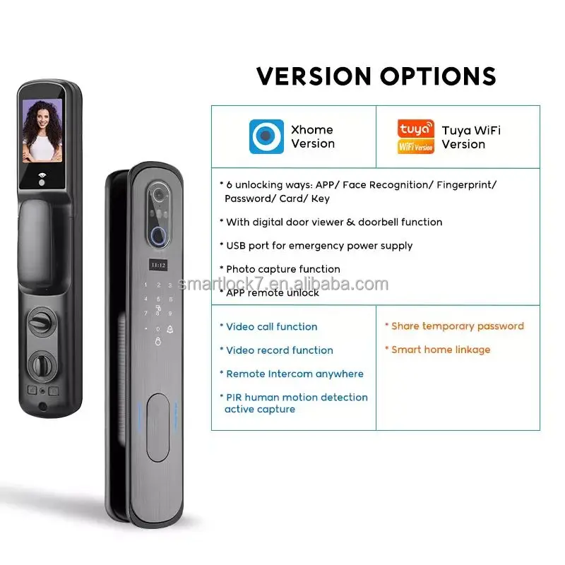 Tuya monitor cylinder lock alarma cerradura inteligente 3D facial  touch  sliding door access lock with CAMERA