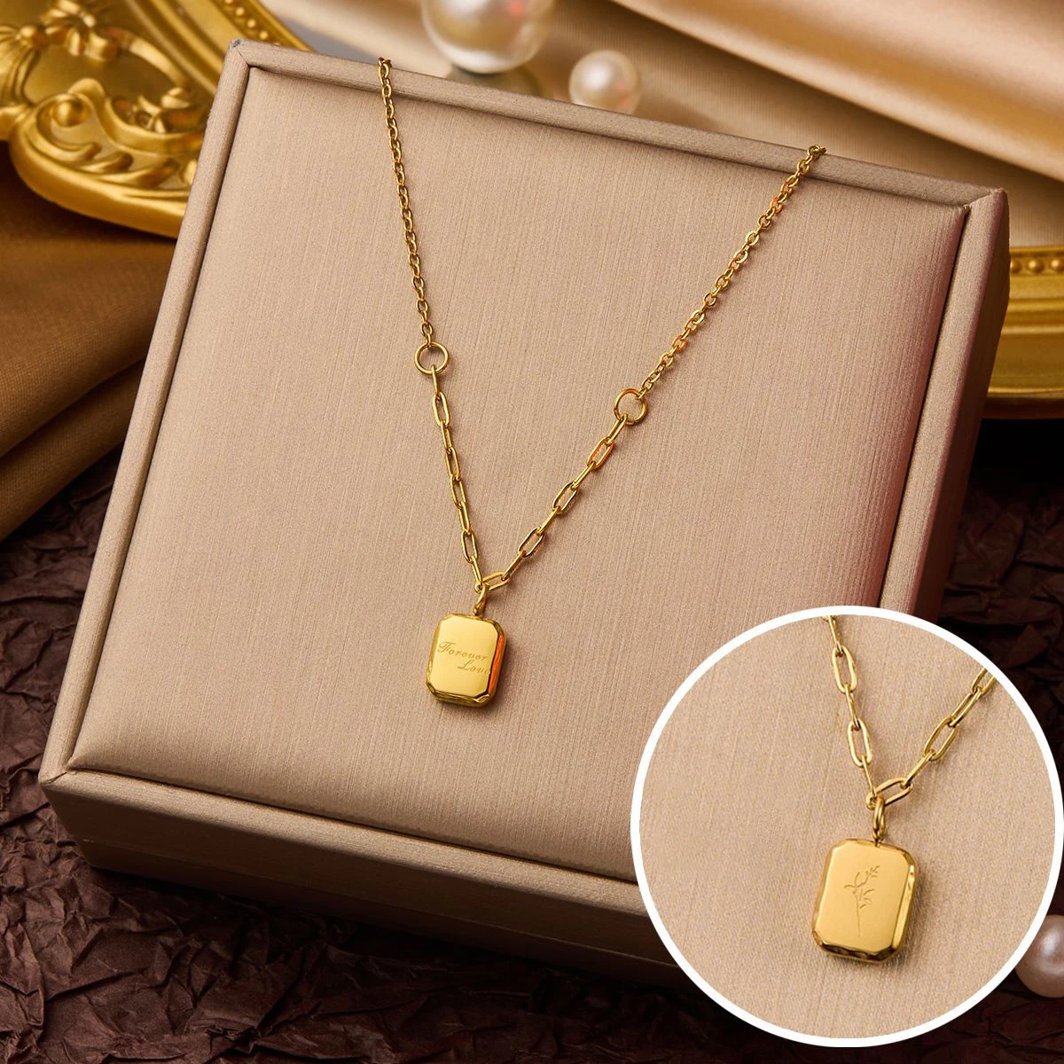 Hot Stainless Steel 18k Pearl Shell Zircon Cross Clover Butterfly Heart Pendant Necklace Women Bow Water Drop Charm Necklace