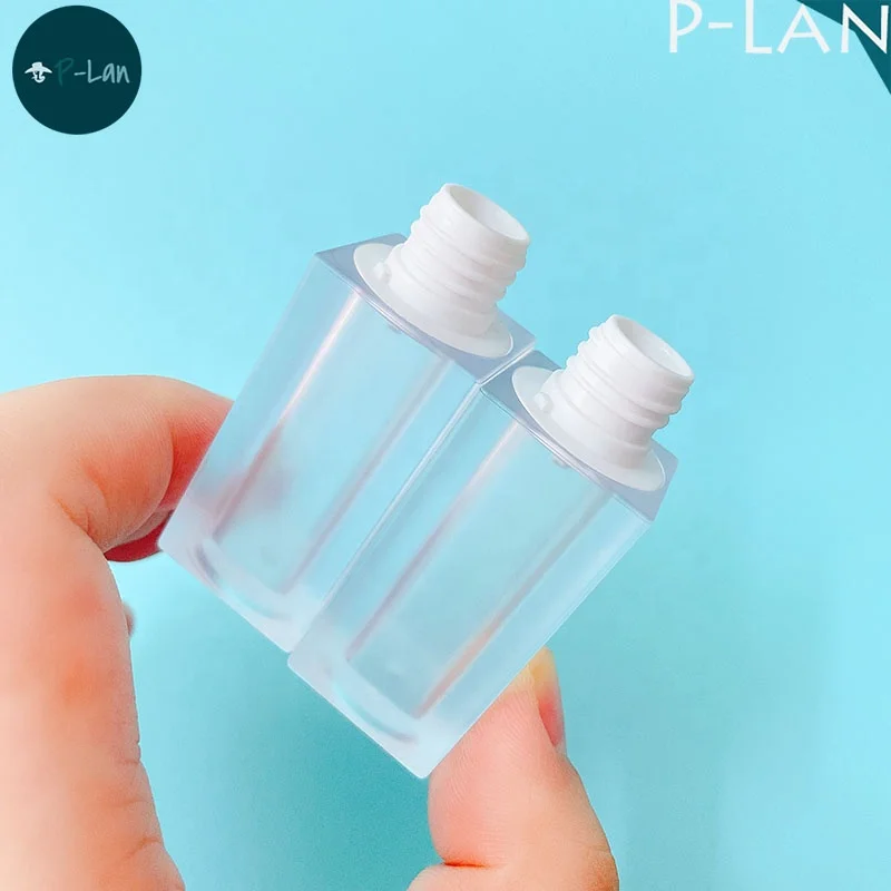 P-Lan Brand Stock 100pcs 5ml Gold Top Frosted Lip Tint Bottle Square Custom Packaging Lip Gloss Tubes With Applicator