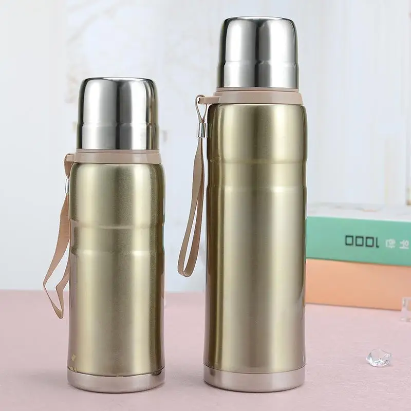 New Bullet Stainless Steel Insulation Cup Two Covers Double Use Portable Rope Business Water Bottle