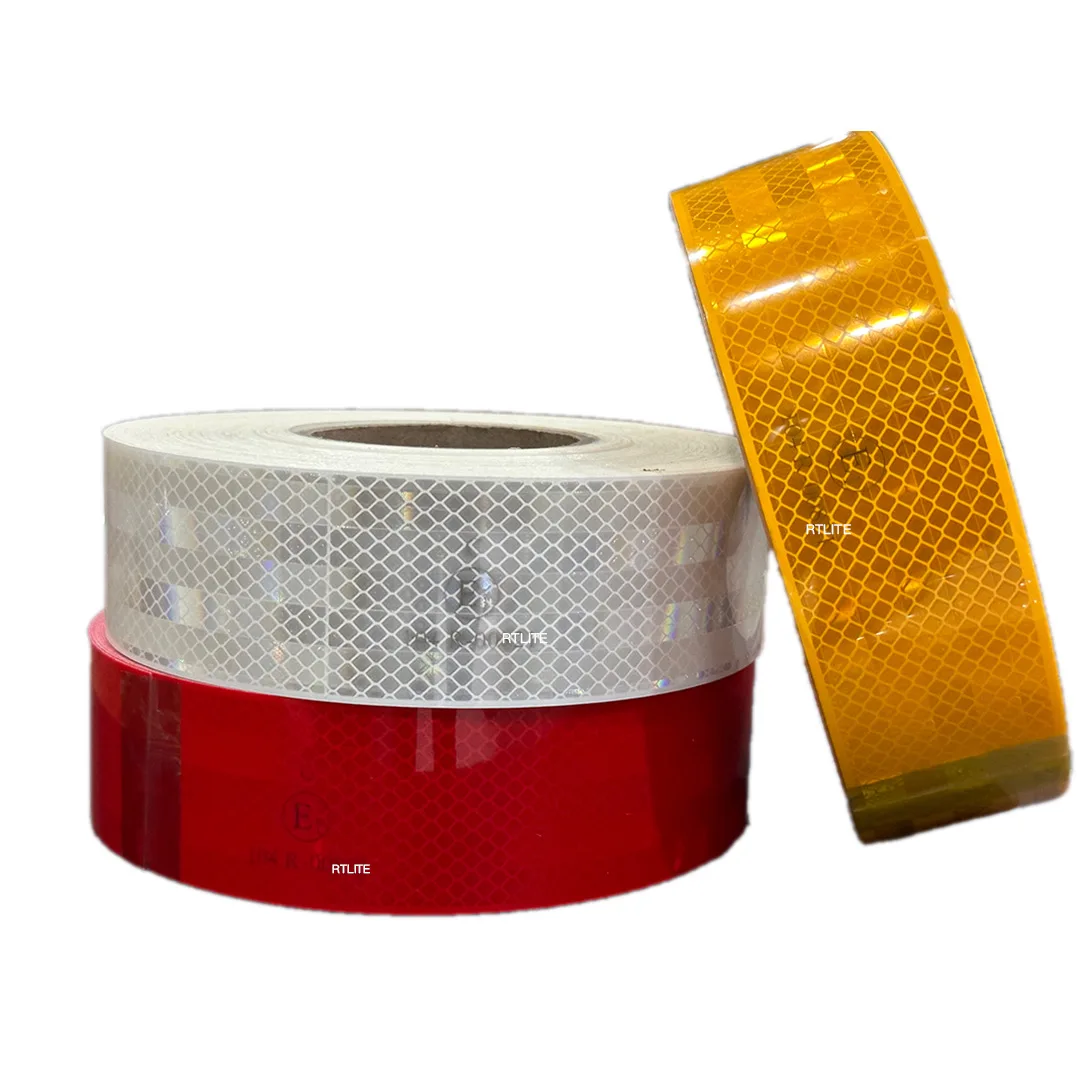 983D Red And White Road Safety Sign Reflective Sticker Reflective Sheet For Truck Large Vehicles Truck Reflective Tape