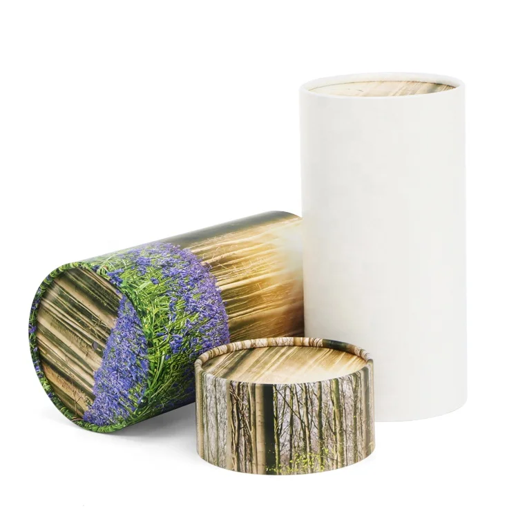 Funeral supplies lavender printed paper scatter tube cremation ashes mortuary pet memorial urn