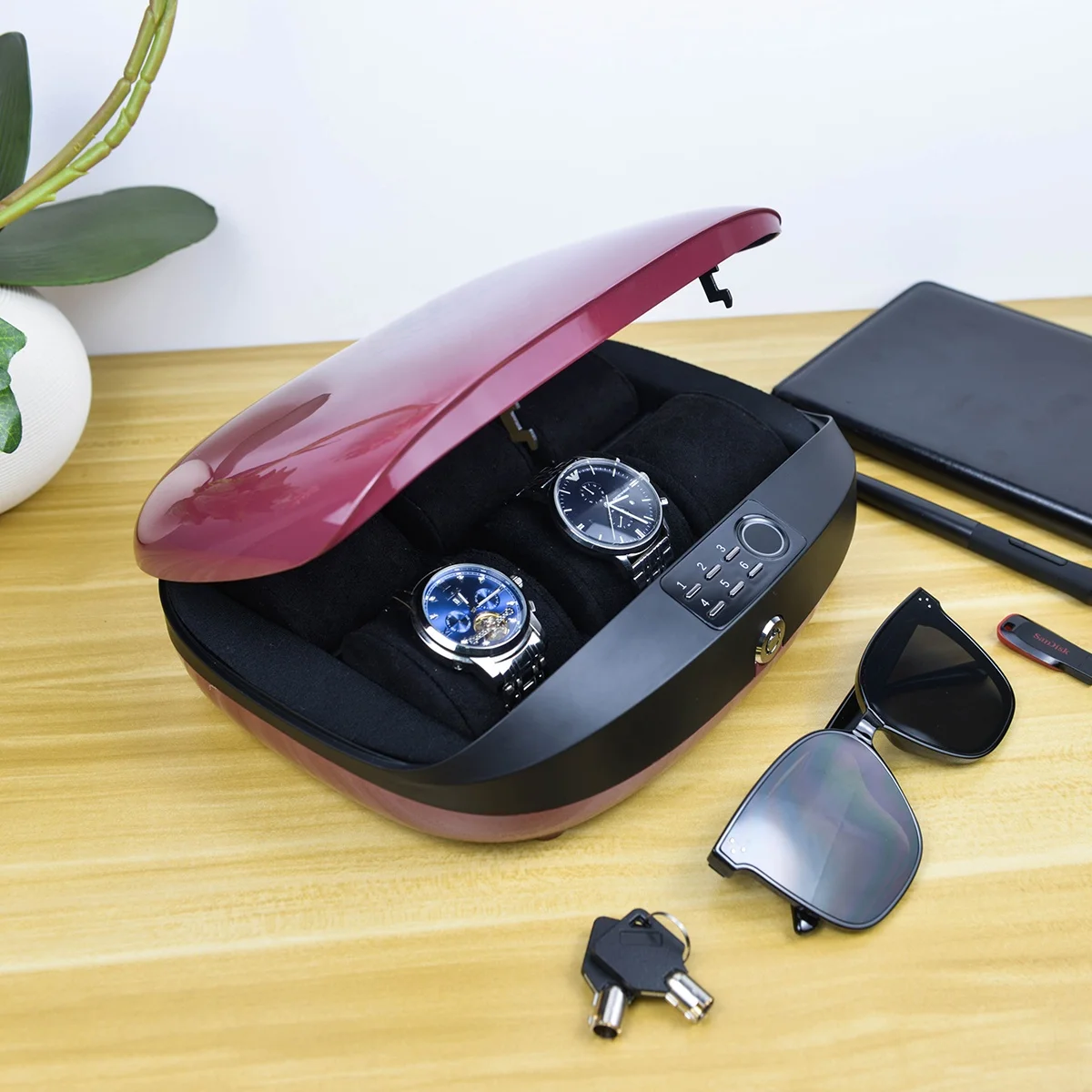 New Arrival Fingerprint-Protected Watch Box 6 Slots Access Storage Box Biometric for Men and Women