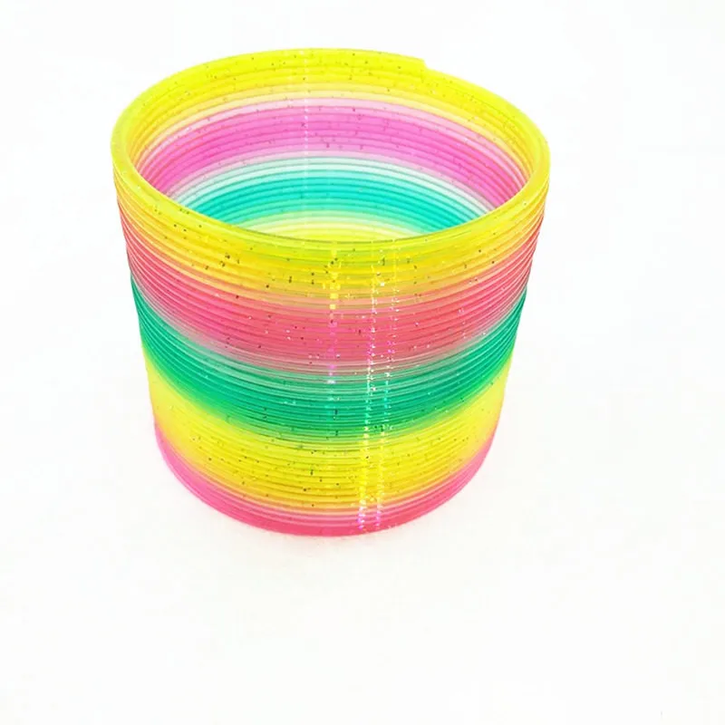 Wholesales Other Classic Toys Folding Plastic Spring Coil Rainbow Coiled Spring Jumping Toy