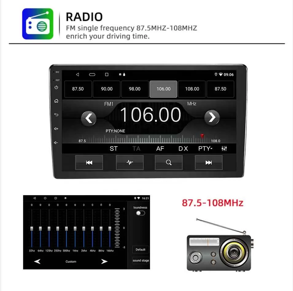 HD multimedia 9 inch android 9.1 1+16GB BT WIFI GPS FM video Car DVD player for Toyota RAV4 2007-11