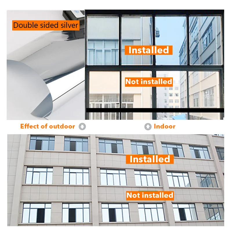 Silver static cling decorative window film transparent window glass films for office/home decoration