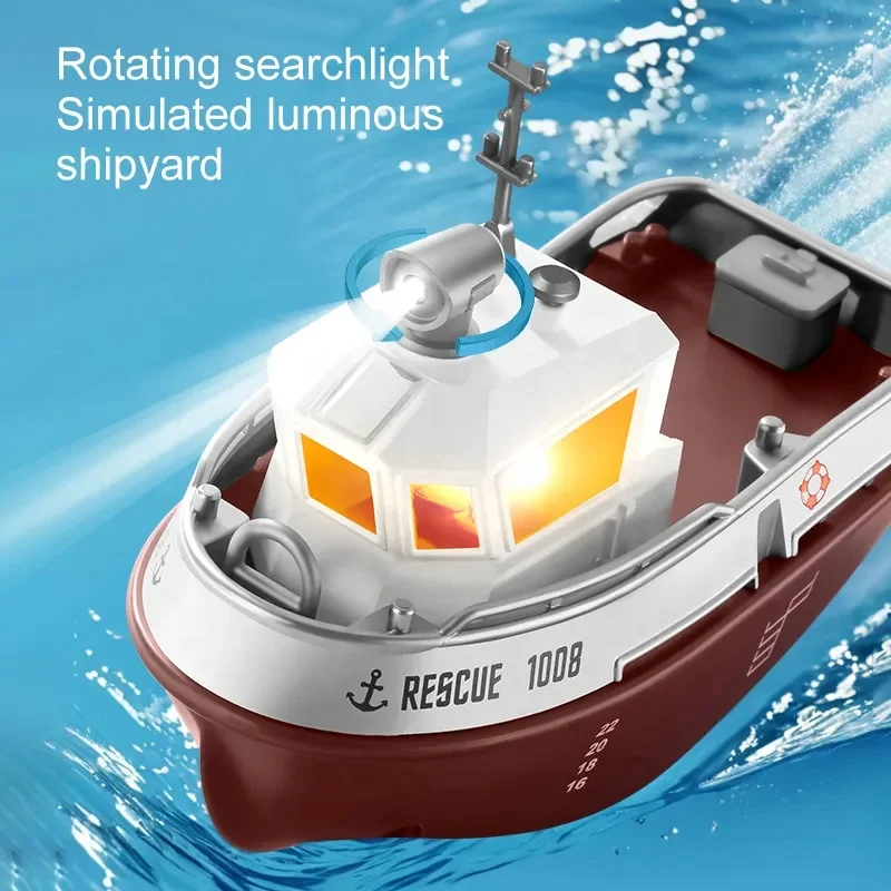Rescue 1008 Mini Water Tugboat with Dual Paddle Power USB Charger RC Boat for Kids Waterproof Anti-Collision 2.4G Remote Control