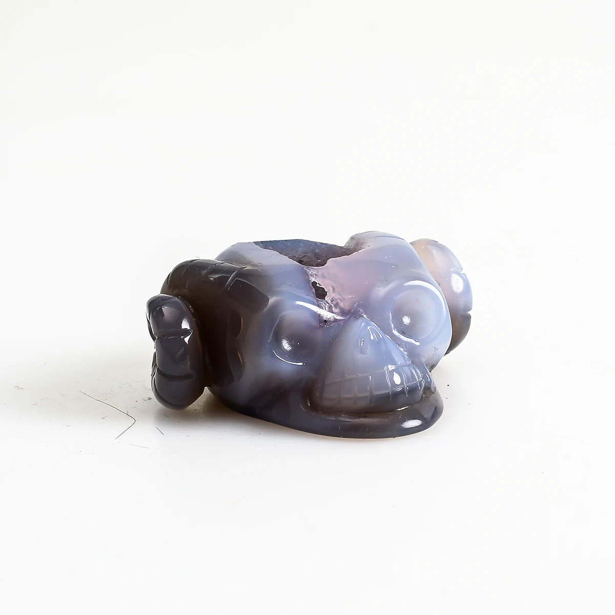 New Products Natural Hand Carved Geode Druzy Agate Ram Skulls Healing Crafts For Feng Shui