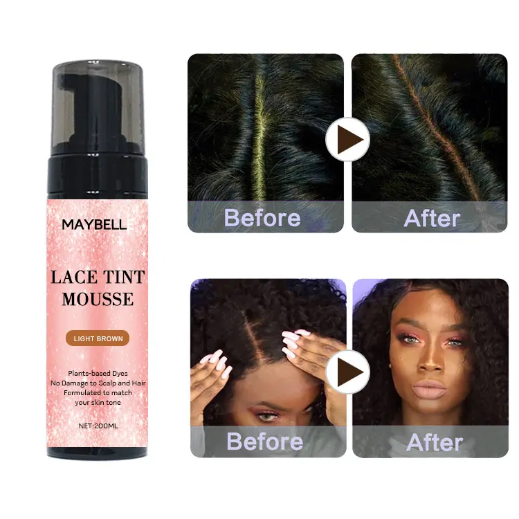 Low MOQ Private Label Lace Tint Spray Mousse Hair Lace Tint Mousse Light Medium Dark Brown Color Lace Tint Mousse