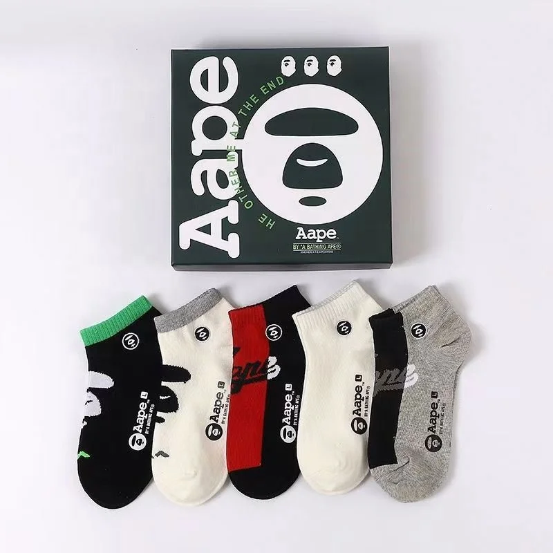 2022 New Style Bape Sock Positive round ape head letter Logo casual cotton Fashion Men and Women sock