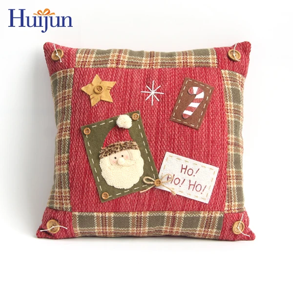 Wholesale Christmas Crafts Classic Handmade Applique Home Snowma Decorative Vintage Christmas Linter Pillow Cases Cushion Cover