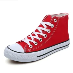 cheap OEM lace up rubber vulcanized shoes men kids girls Black and Red Canvas Shoes large size 36-45#