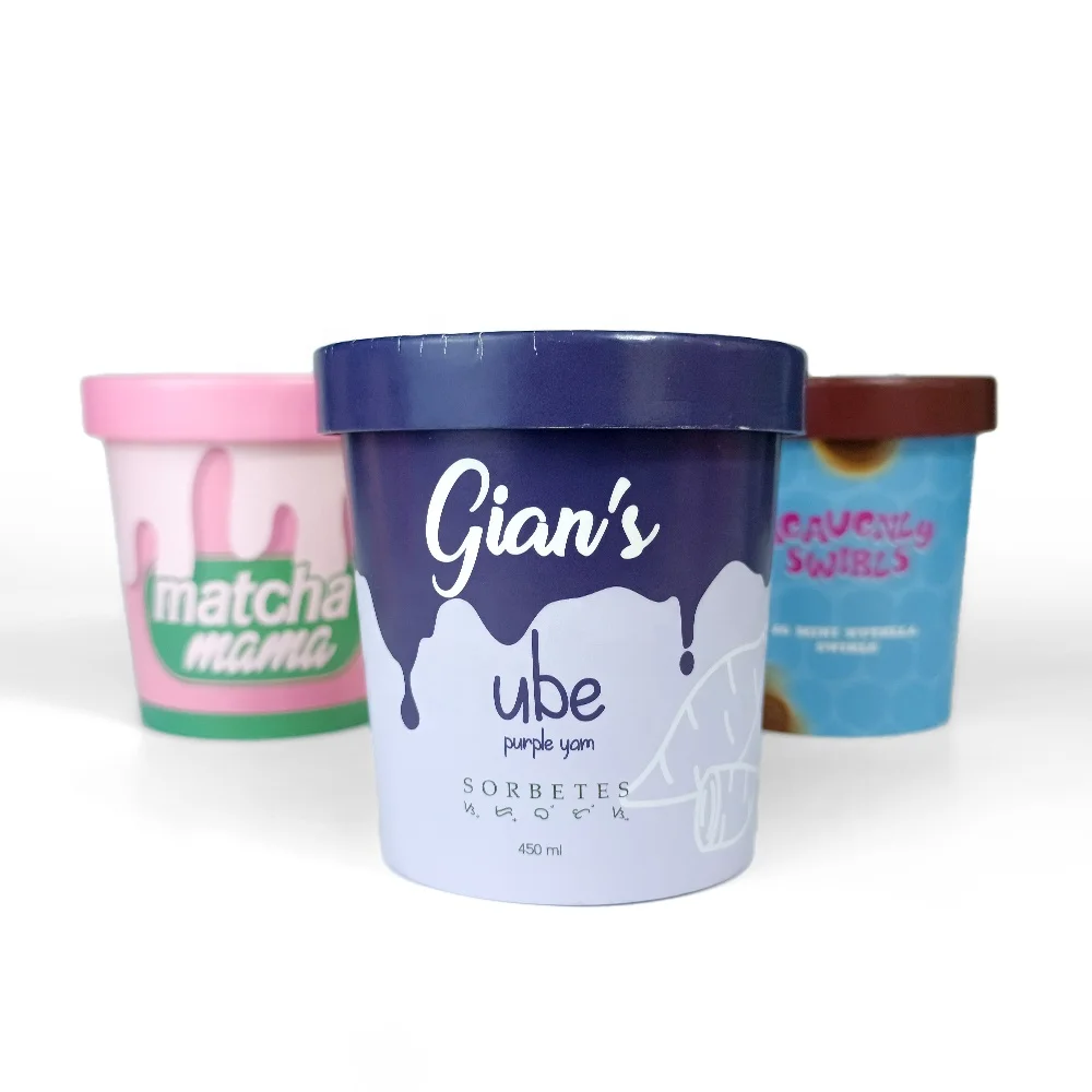 ZJPACK customize ice-cream cups with Compostable Custom Design Logo Ice Cream Tub Container 3oz-32oz