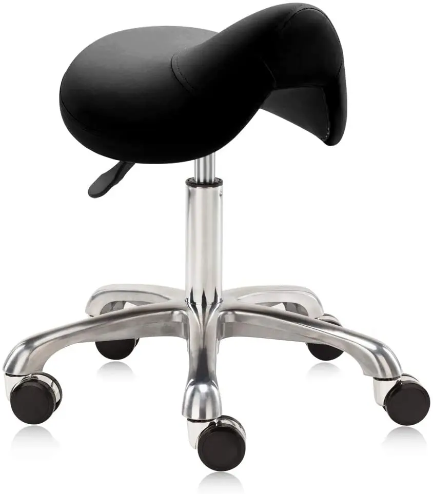 Factory Directly PU Leather Adjustable Saddle Stool Rolling Chairs with Wheels for Medical Massage Salon Kitchen Spa
