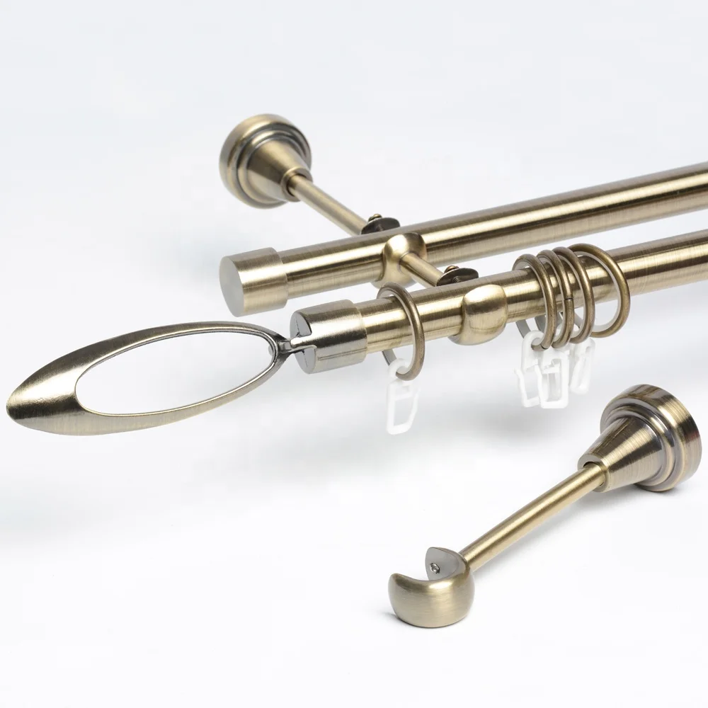 Stardeco Extendable Window Curtain Rods Sets Double Bracket Resin Finials Wholesale Factory made in Guangzhou