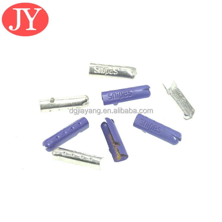Customized engraved logo metal shoelace aglet  rope drawstring metal aglet tips for hoodies  brass tail clip ends