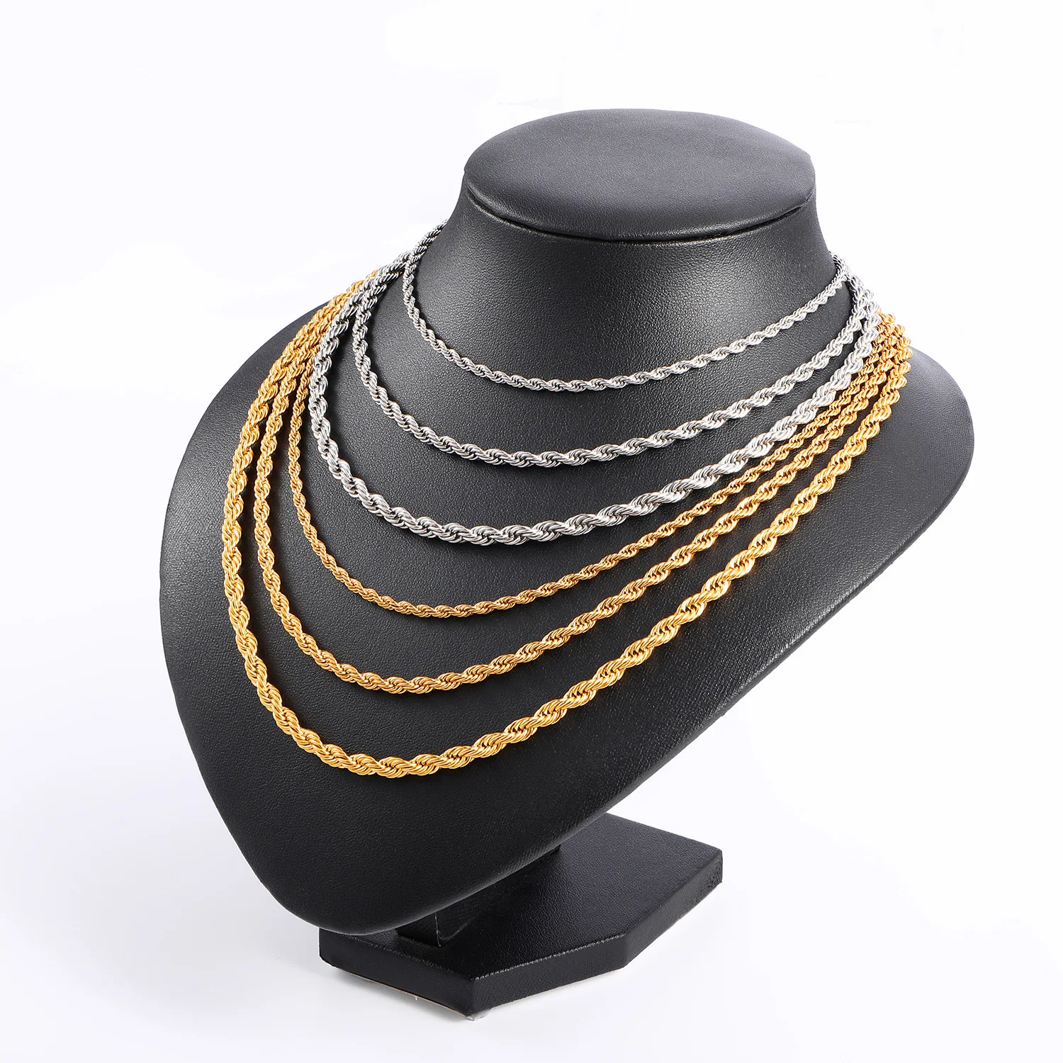 
Wholesale 2mm-5mm Stainless Steel Necklace Mens 14k 18K Gold Plated Filled Cable Franco Chain Figaro gold Chain Rope Chain 