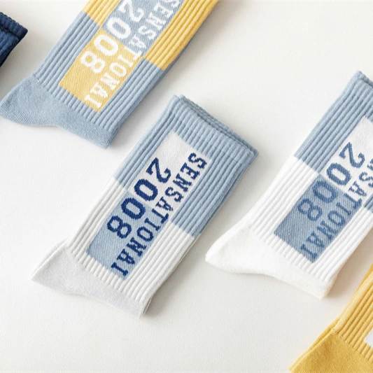 Wholesale high quality partysu style fashion cotton women men crew socks