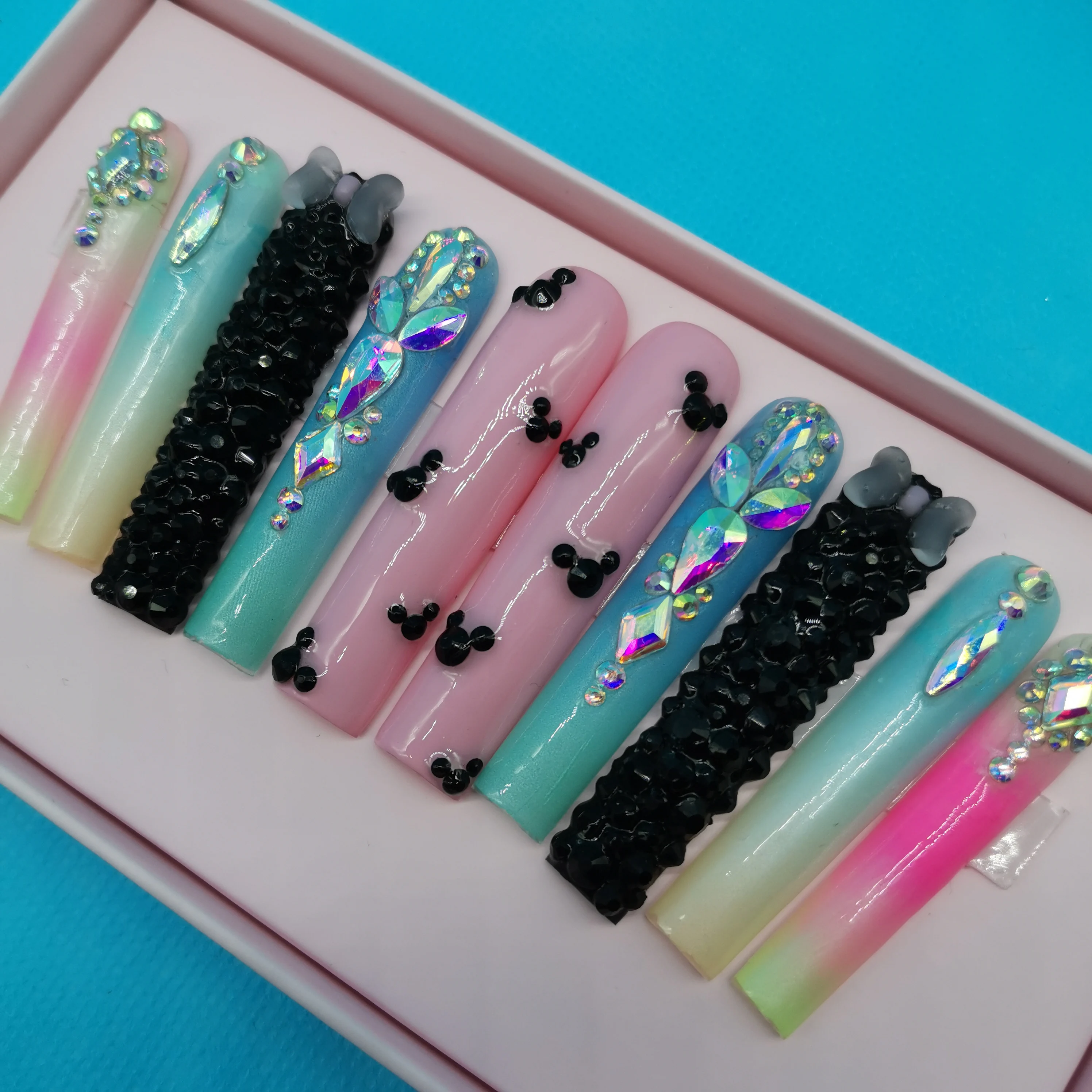 custom design and package press on nails private label artificial fingernails acrylic handmade premium quality false nails