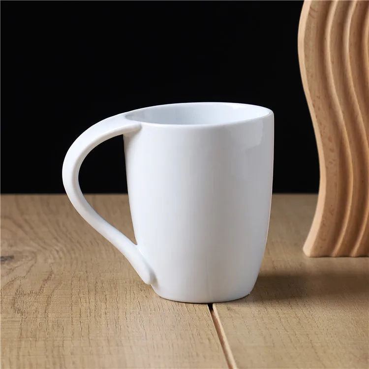 Fancy handle design wholesale porcelain tea cup ceramic wholesale coffee mug for restaurant