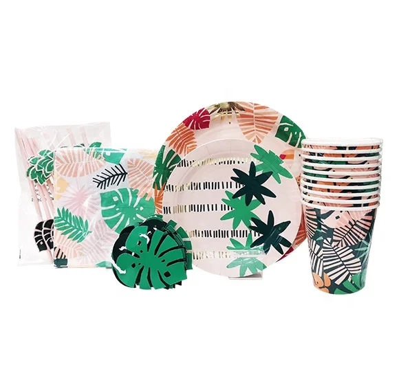 
Customized 7'Paper Plate 9' Paper Plate 25*25 Napkin 33*33napkin Four Leaves Clover Set 