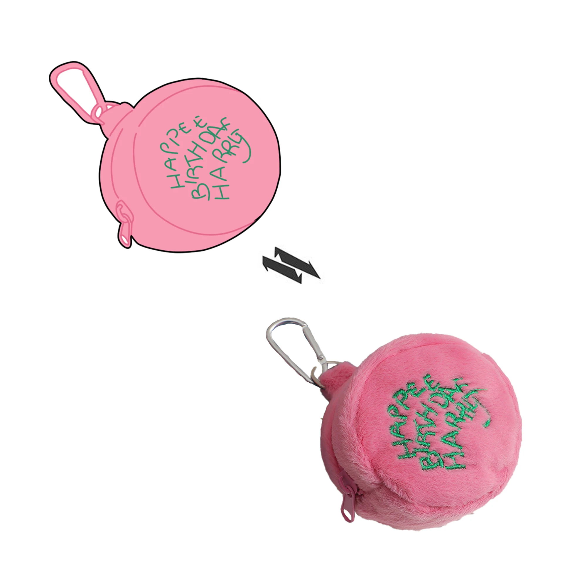 High Quality Customization Mini Coin Purse Bag Birthday Cakes custom plush pouch plush wallet Come In All Shapes And Sizes Pink