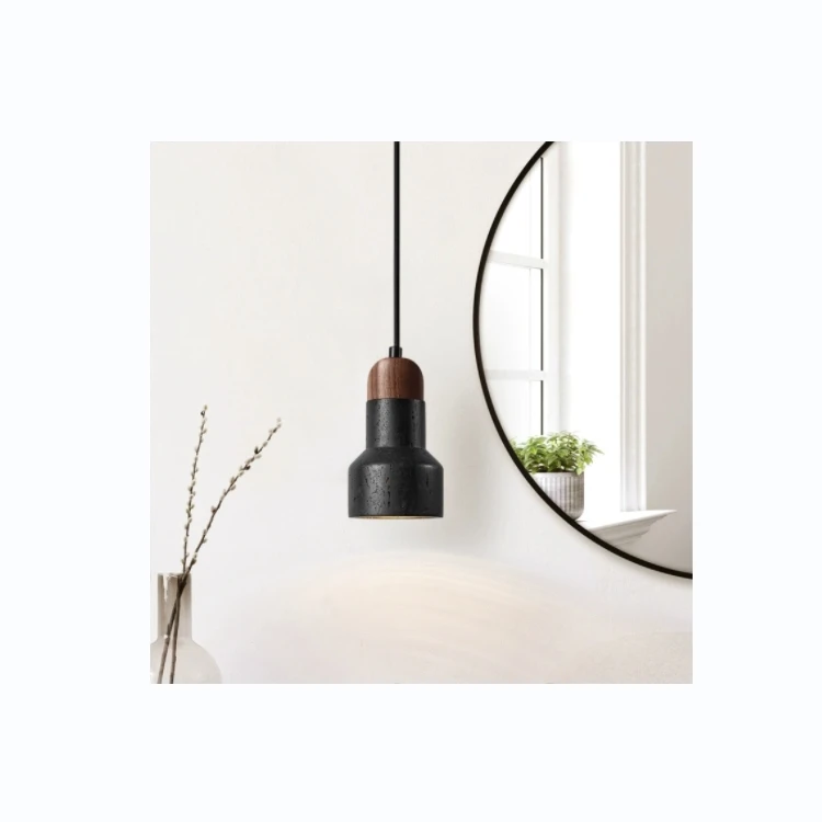 D7453 travertine lava stone black hole stone pendant lighting natural material environmental protection lamps