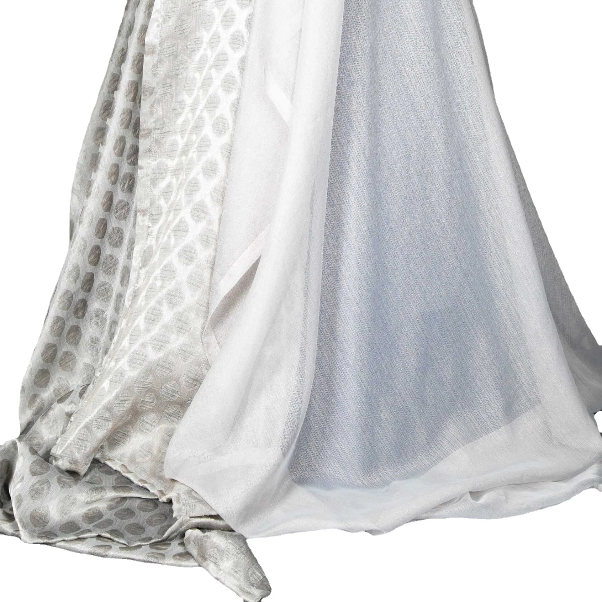 High Quality Gold Silk Jacquard Luxury Transparent Curtain Sheer Curtain