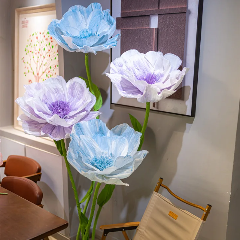 Shopping mall beautiful paper art decoration simulated flowers wedding road guide props window wedding room layout background