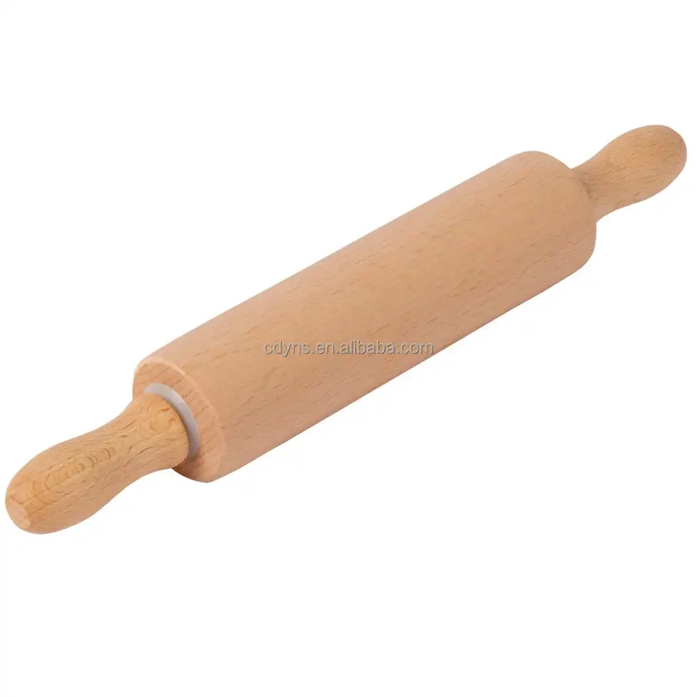 Wooden Rolling Pin for Baking with Handles,18 inch Wood Dough Roller for Cake Bread Croissant Cookie Pizza