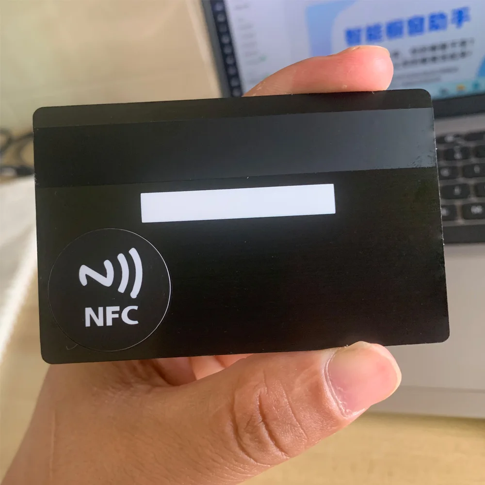 New Style Black Brushed NFC 4442 Metal Credit Card DIY Logo Engraved NFC Metal Business Card for gift