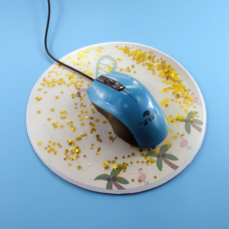 heart shape promotion gift cartoon quicksand mouse pad