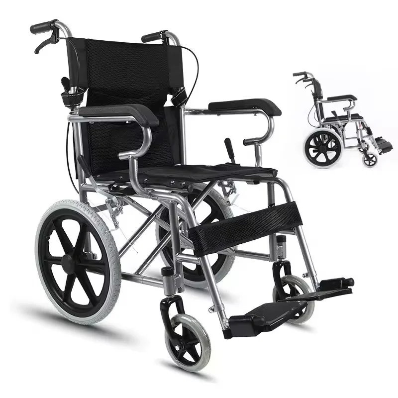 Factory price foldable wheelchair Height Adjustable Folding Manual Wheelchair for disabled