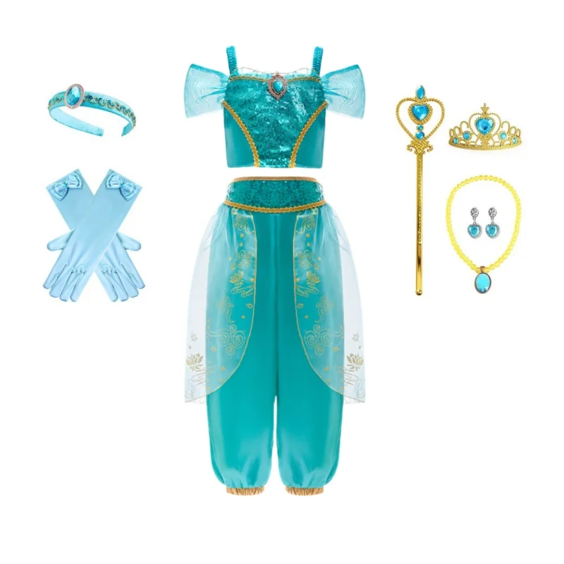 New Arrival Sequined Kids Girl Aladdin Costumes Children Halloween Carnival Princess Cosplay Clothing Suit